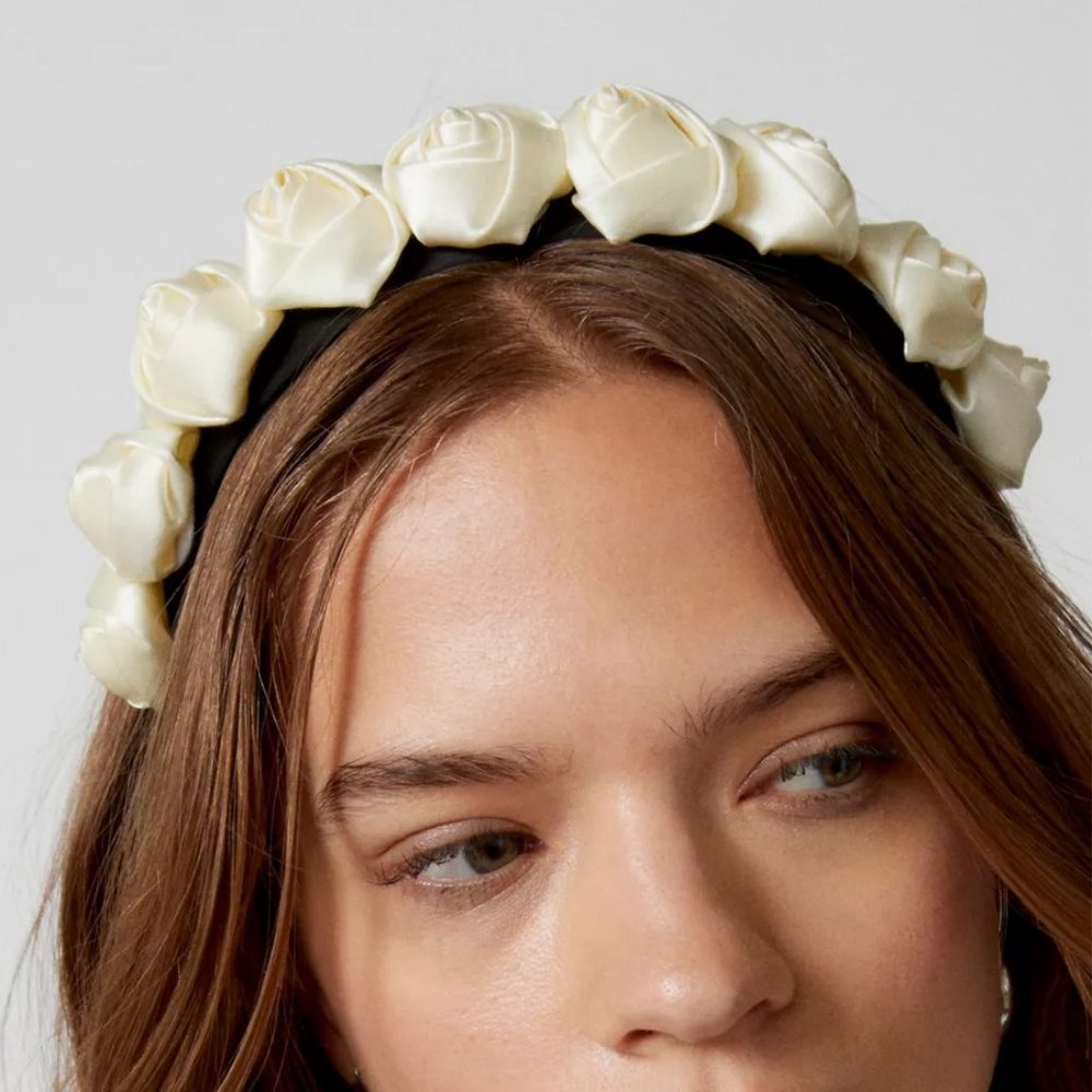 Urban Outfitters UO Rosette Headband Black & Ivory